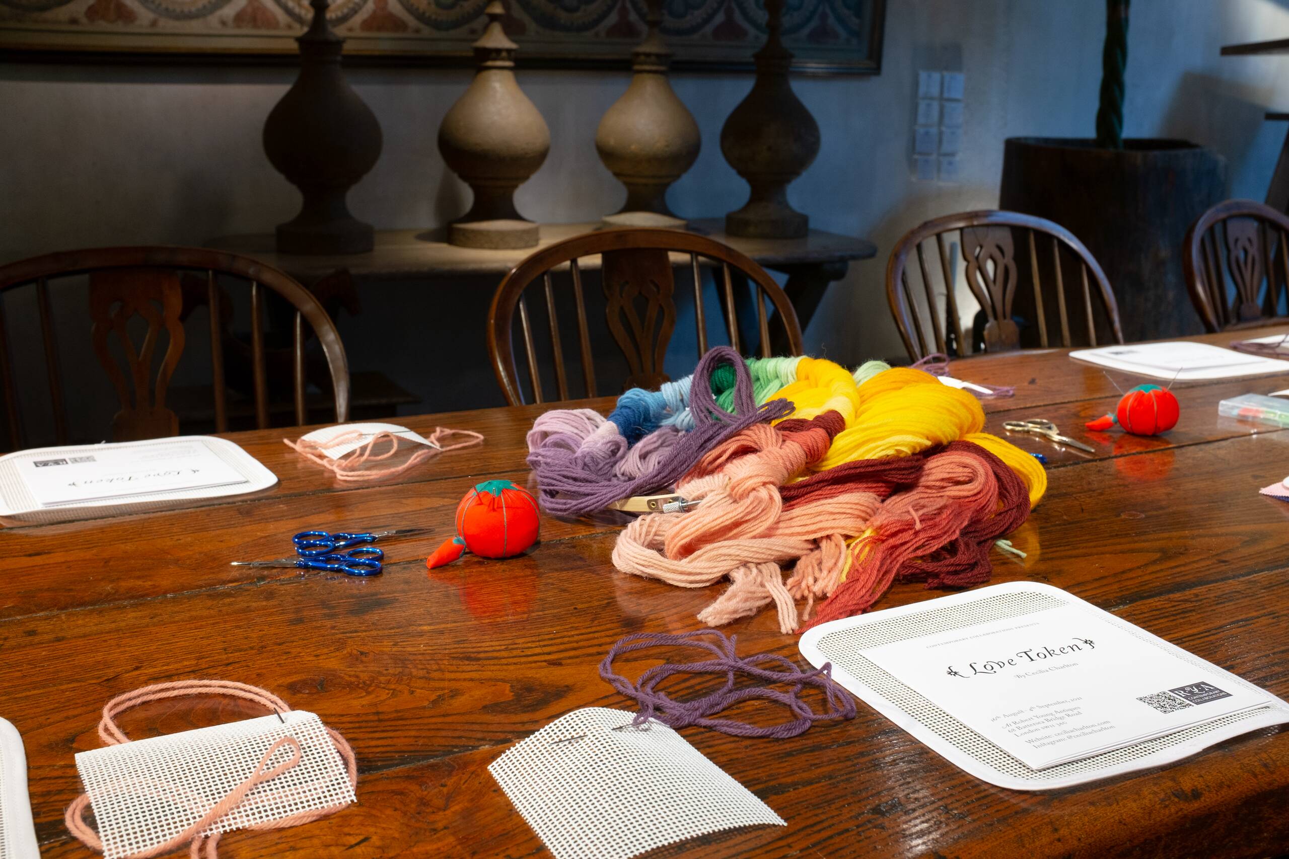 Bargello Bonzana!, Bargello workshop held at Robert Young Antiques, London UK, 2021