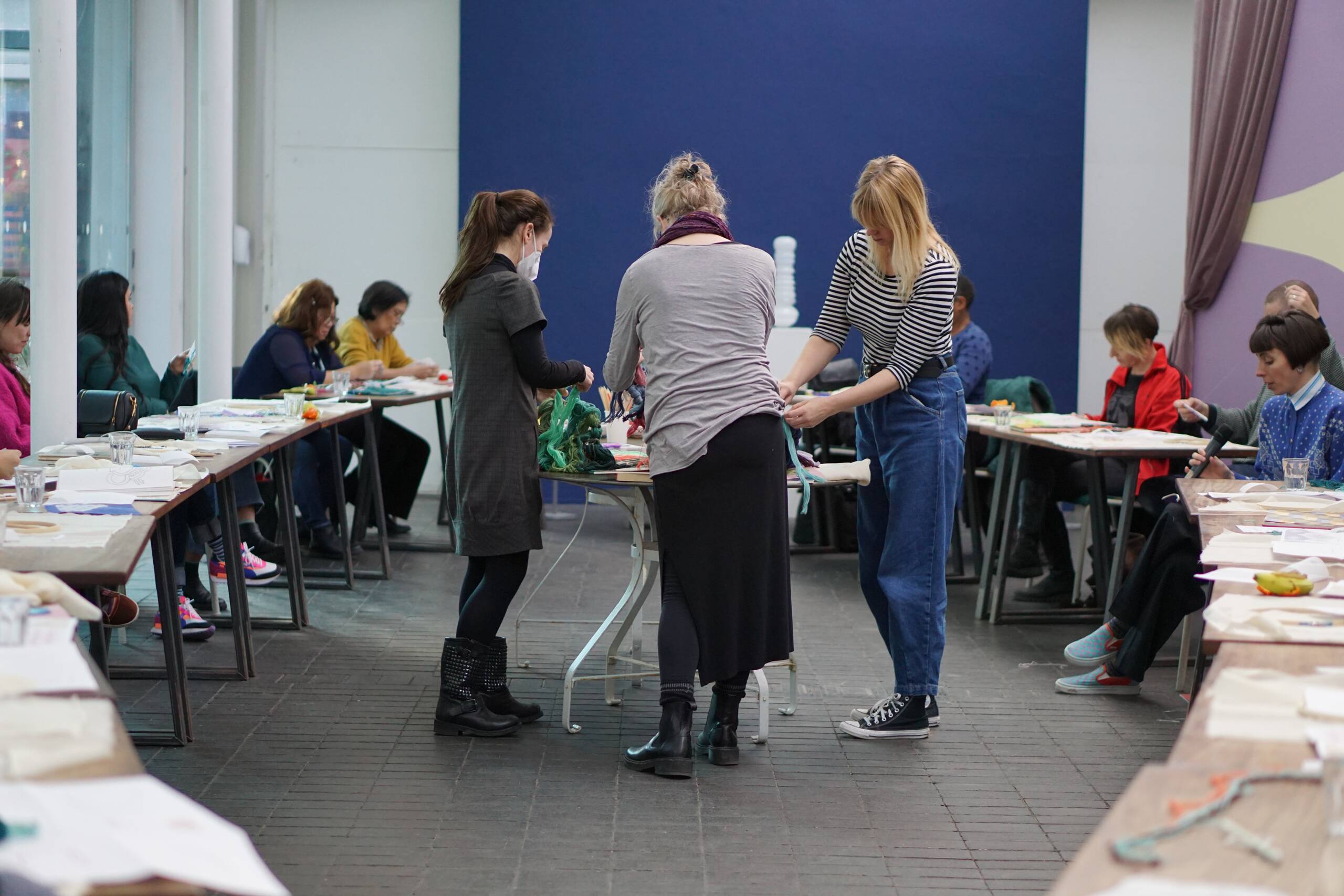 COSMOS, Embroidery workshop with readings held at Jerwood Arts, London UK, 2022