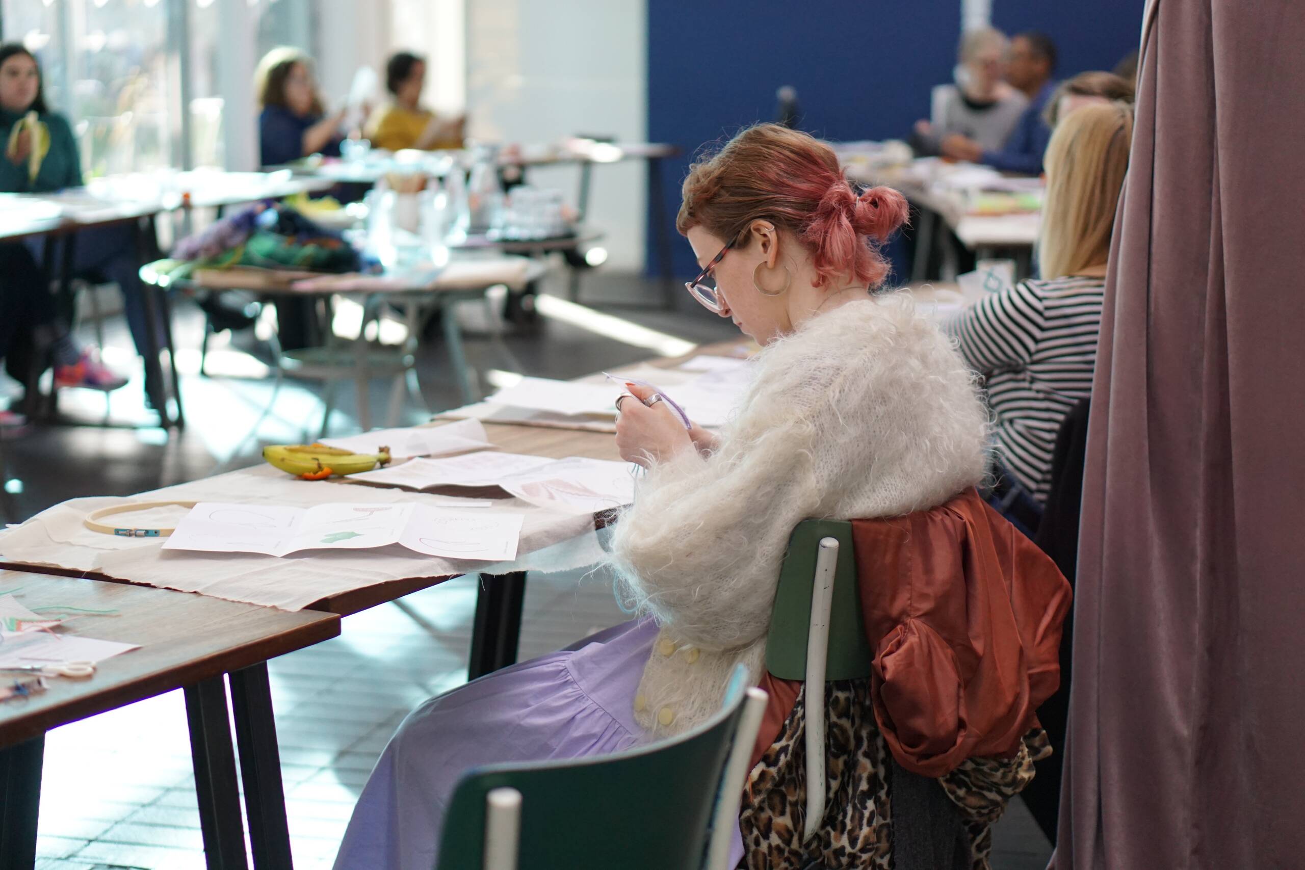 COSMOS, Embroidery workshop with readings held at Jerwood Arts, London UK, 2022