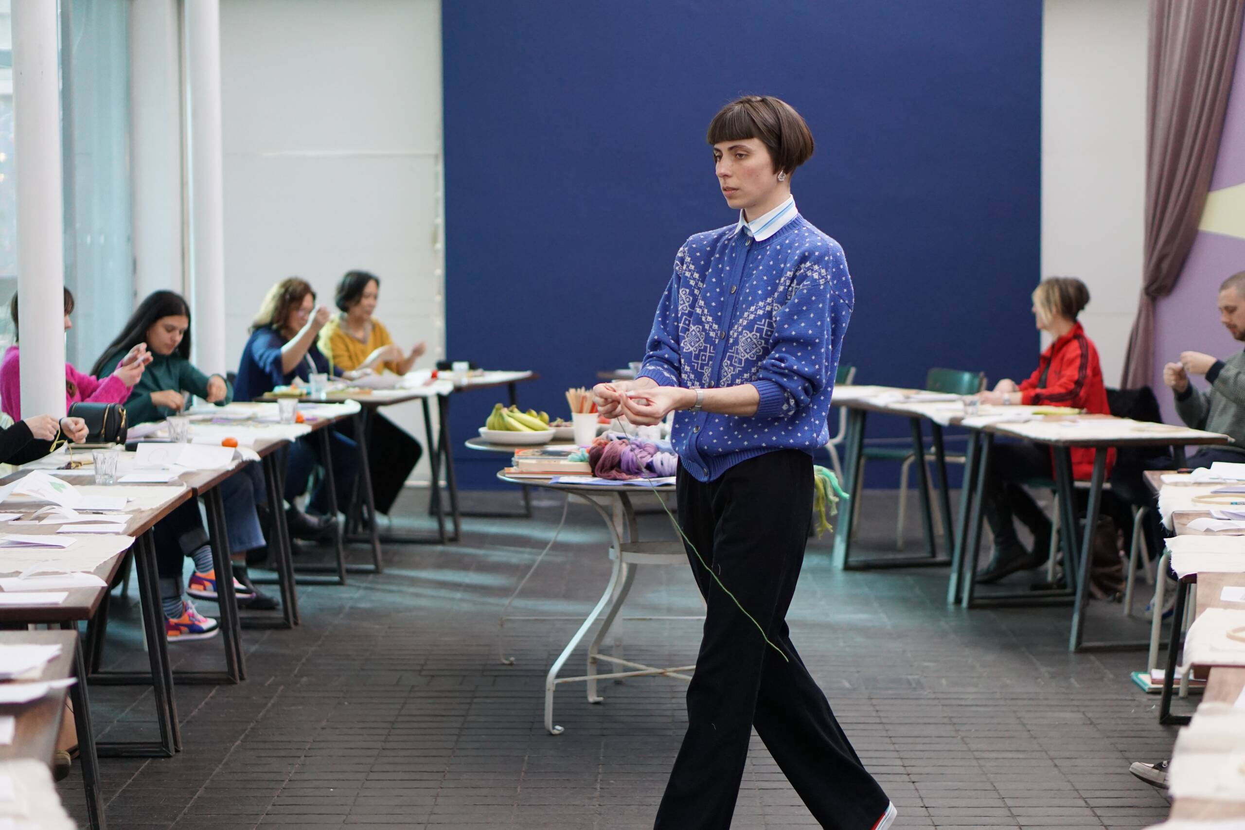 COSMOS, Embroidery workshop with readings held at Jerwood Arts, London UK, 2022