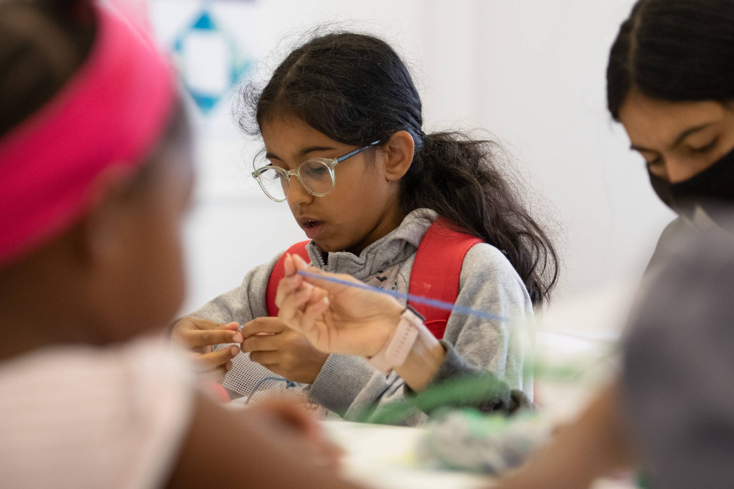 Family drop-in workshops, Series of 4 drop-in bargello workshops for all ages held at SPACE studios, London UK, 2021-22