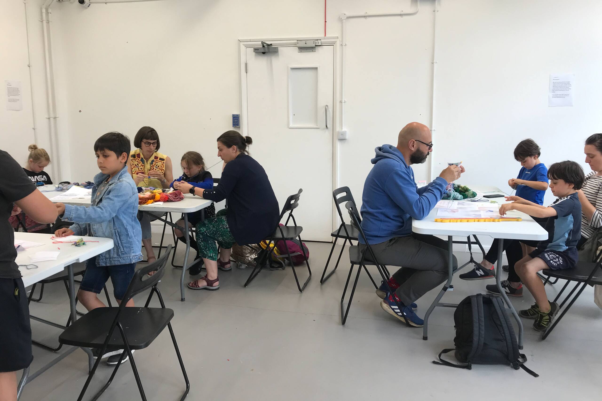 Family drop-in workshops, Series of 4 drop-in bargello workshops for all ages held at SPACE studios, London UK, 2021-22