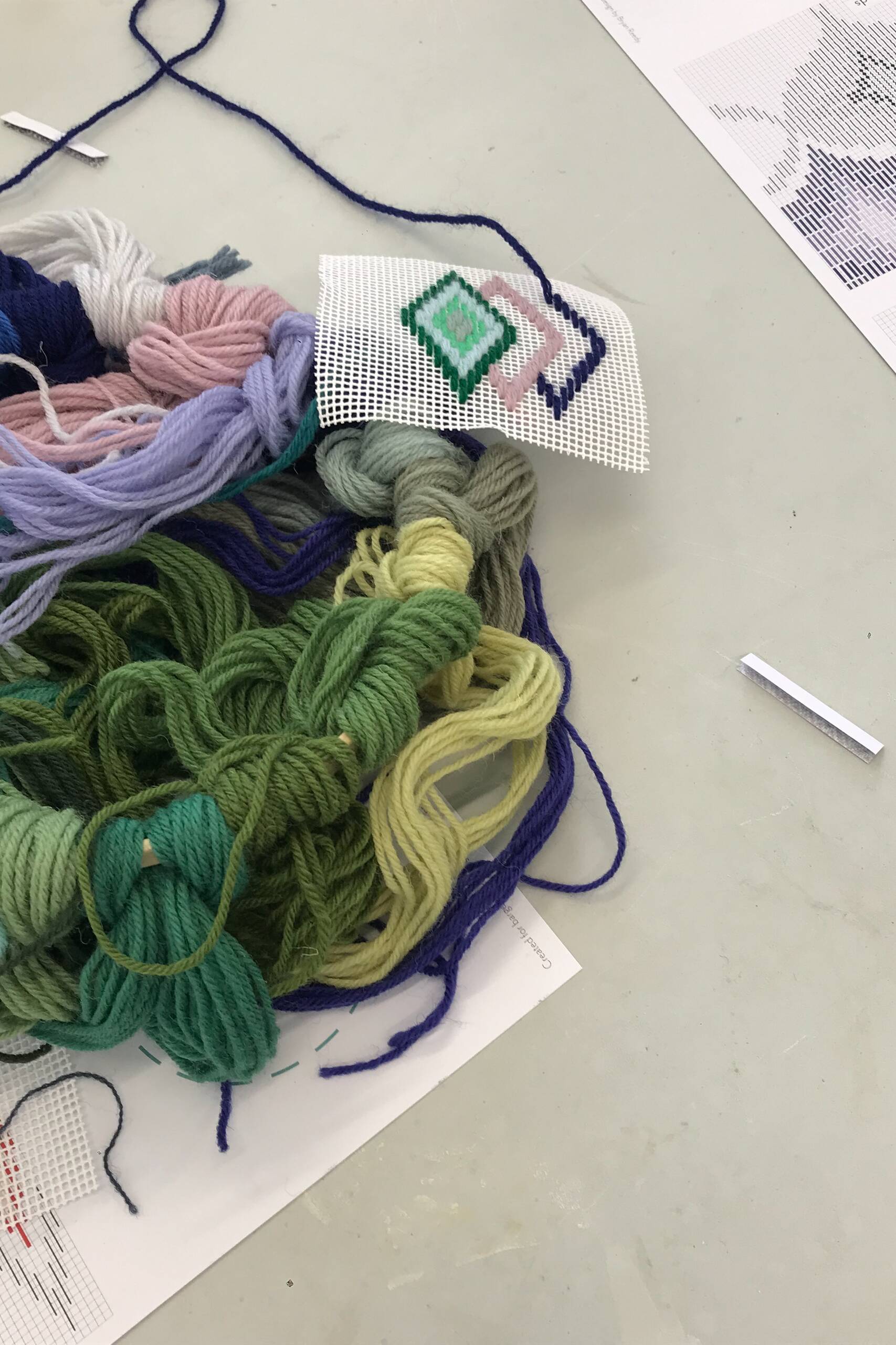 Family drop-in workshops, Series of 4 drop-in bargello workshops for all ages held at SPACE studios, London UK, 2021-22