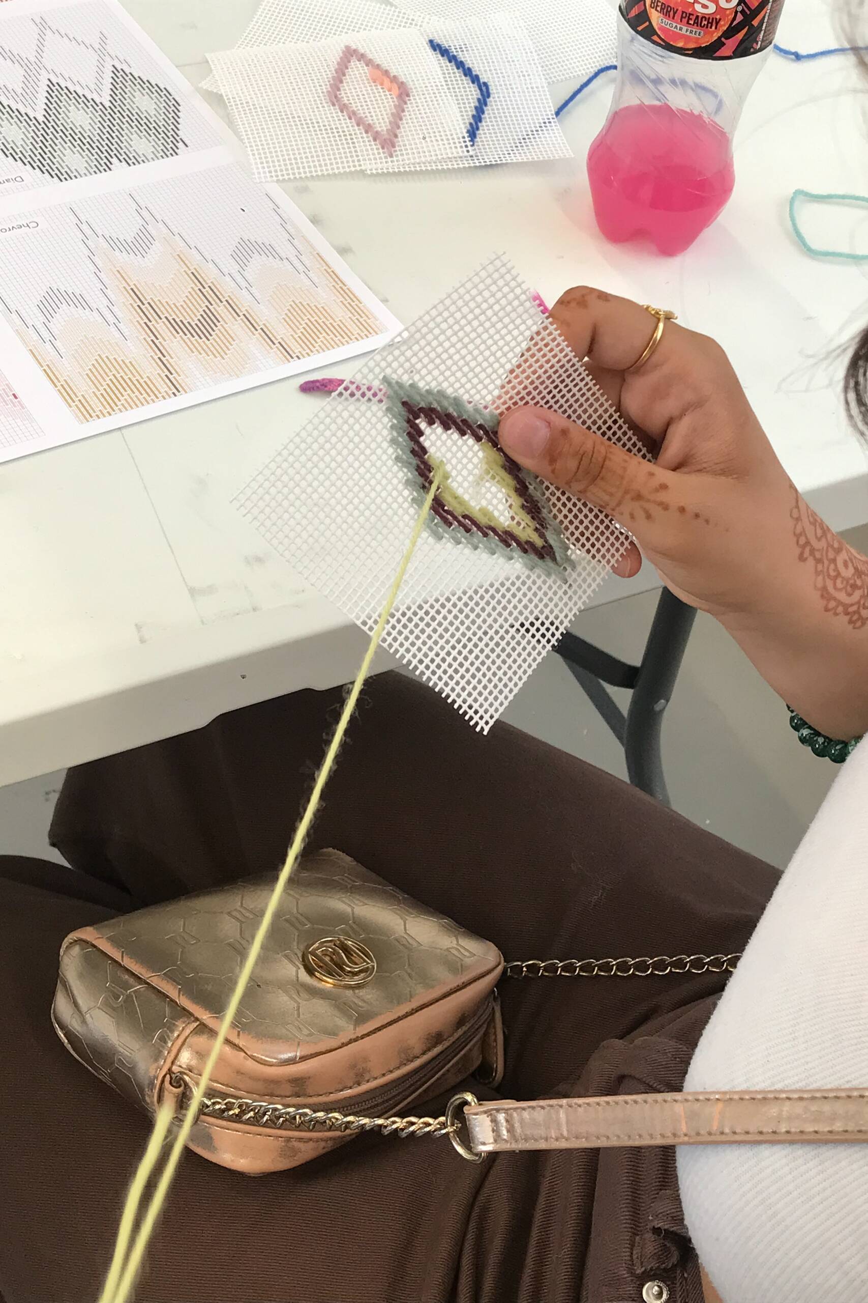 Family drop-in workshops, Series of 4 drop-in bargello workshops for all ages held at SPACE studios, London UK, 2021-22