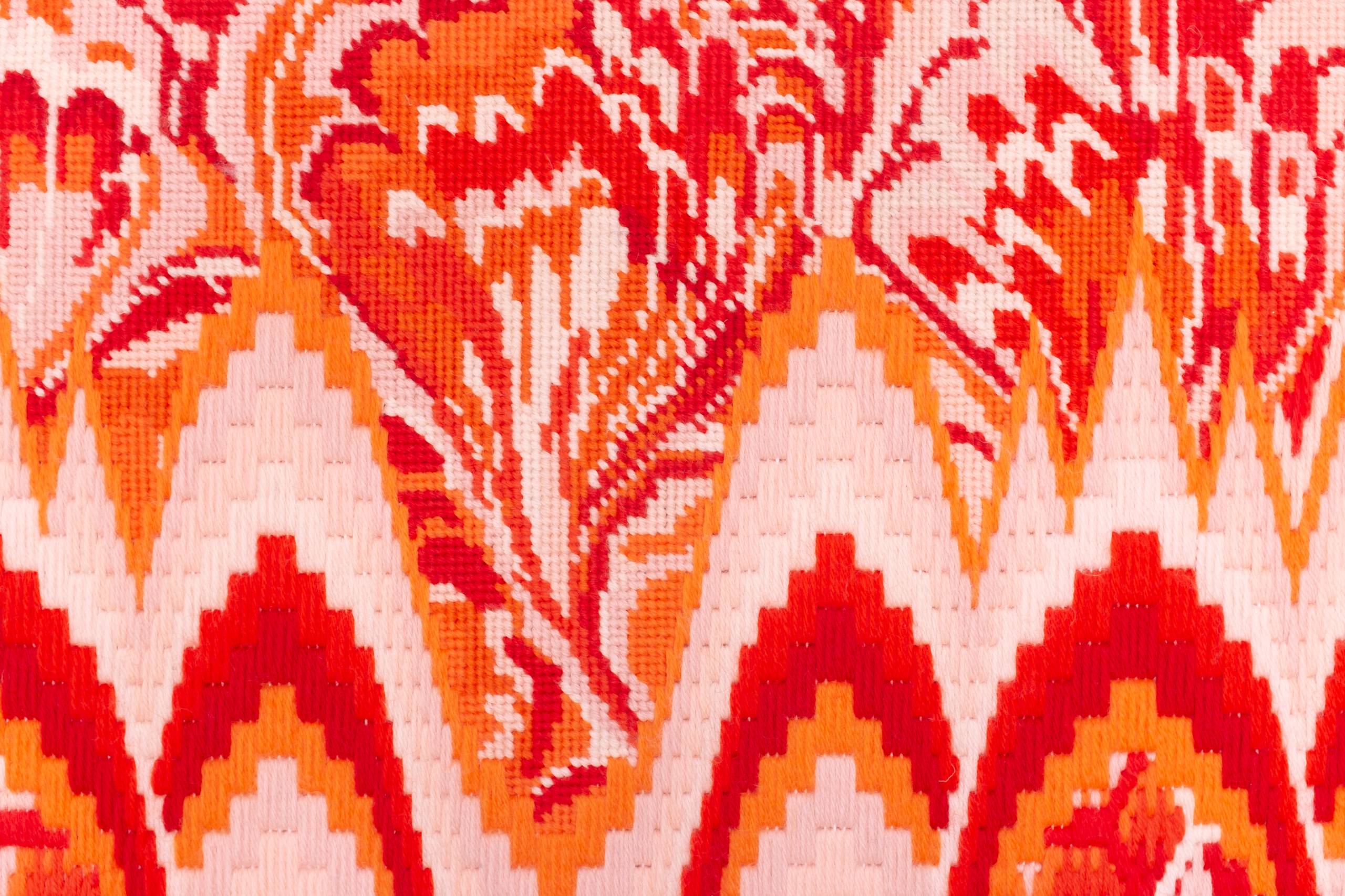 Fire Matter (Earth series), Hand-embroidered wool on canvas over panel, 2019
