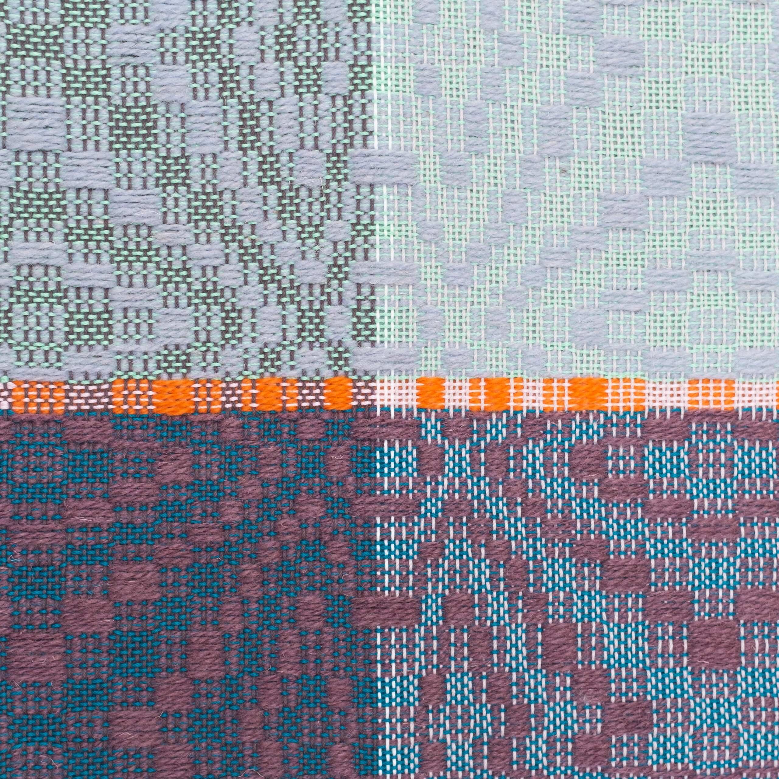 Stargazer [blue and maroon], Hand-woven cotton and wool yarn, 2022