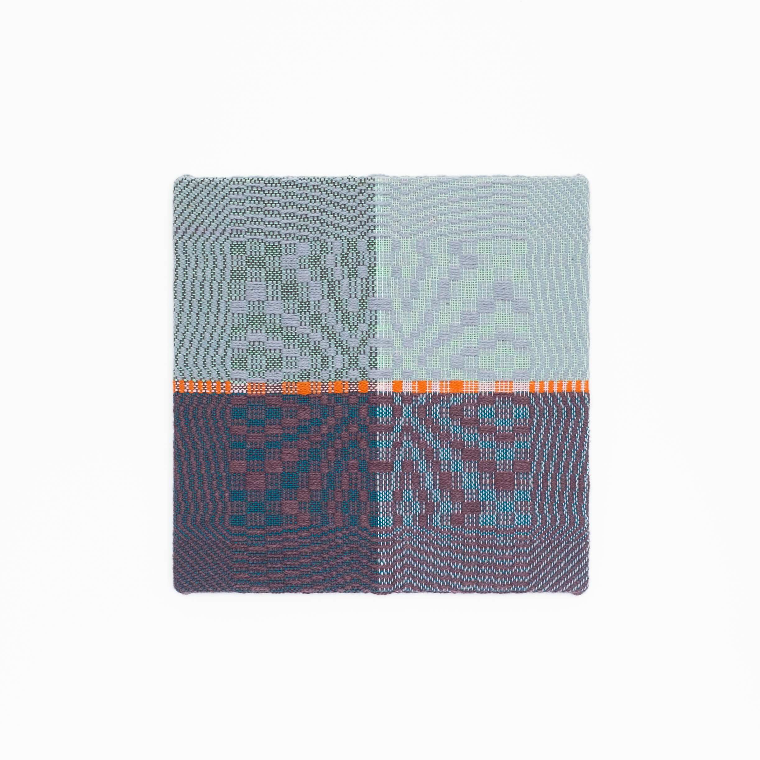 Stargazer [blue and maroon], Hand-woven cotton and wool yarn, 2022
