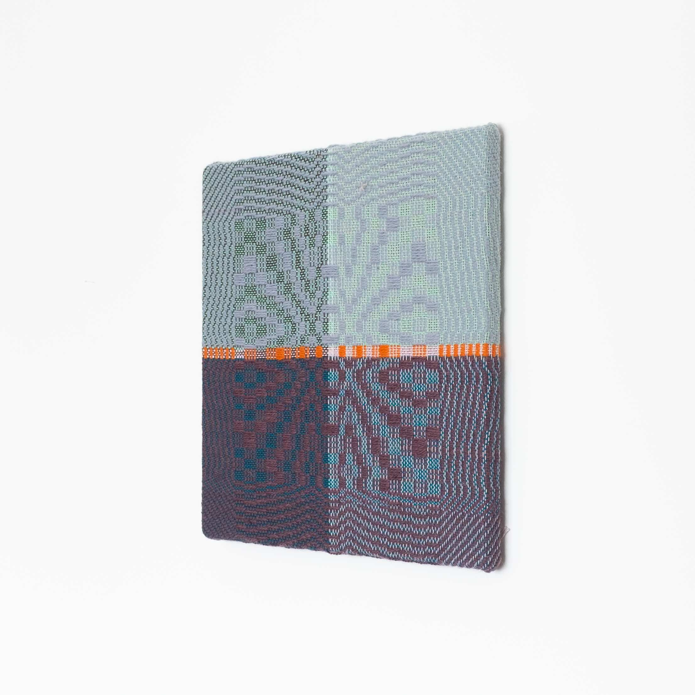 Stargazer [blue and maroon], Hand-woven cotton and wool yarn, 2022