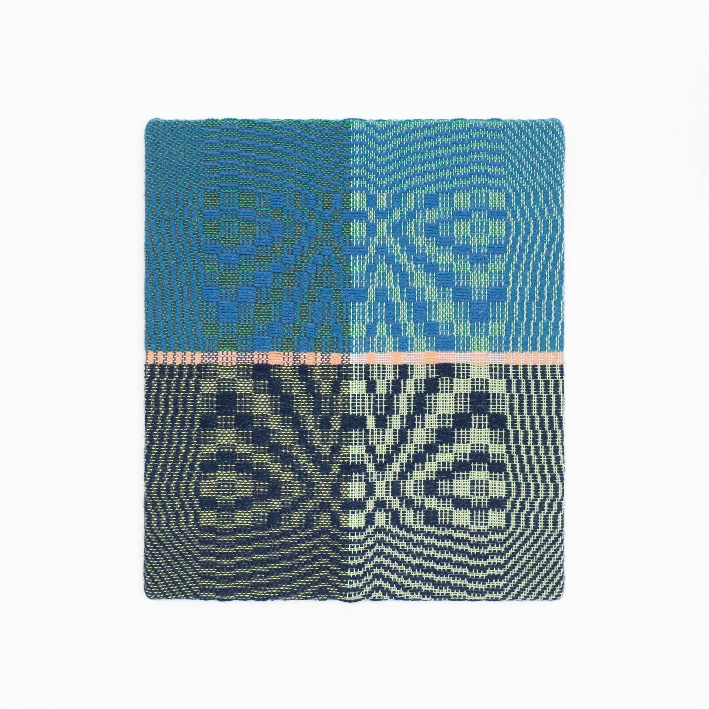 Stargazer [blue and navy], Hand-woven cotton and wool yarn, 2022