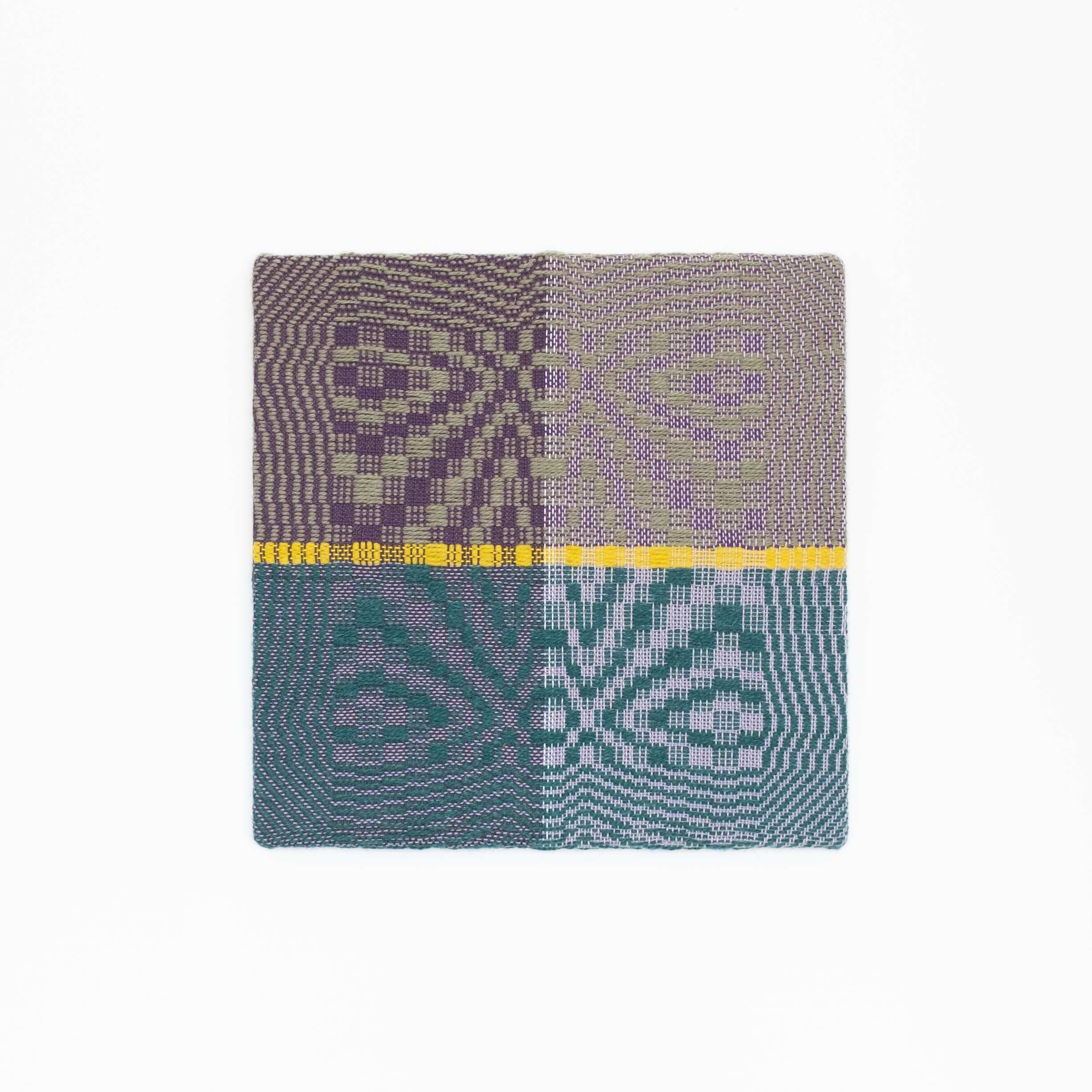 Stargazer [green and teal], Hand-woven cotton and wool yarn, 2022