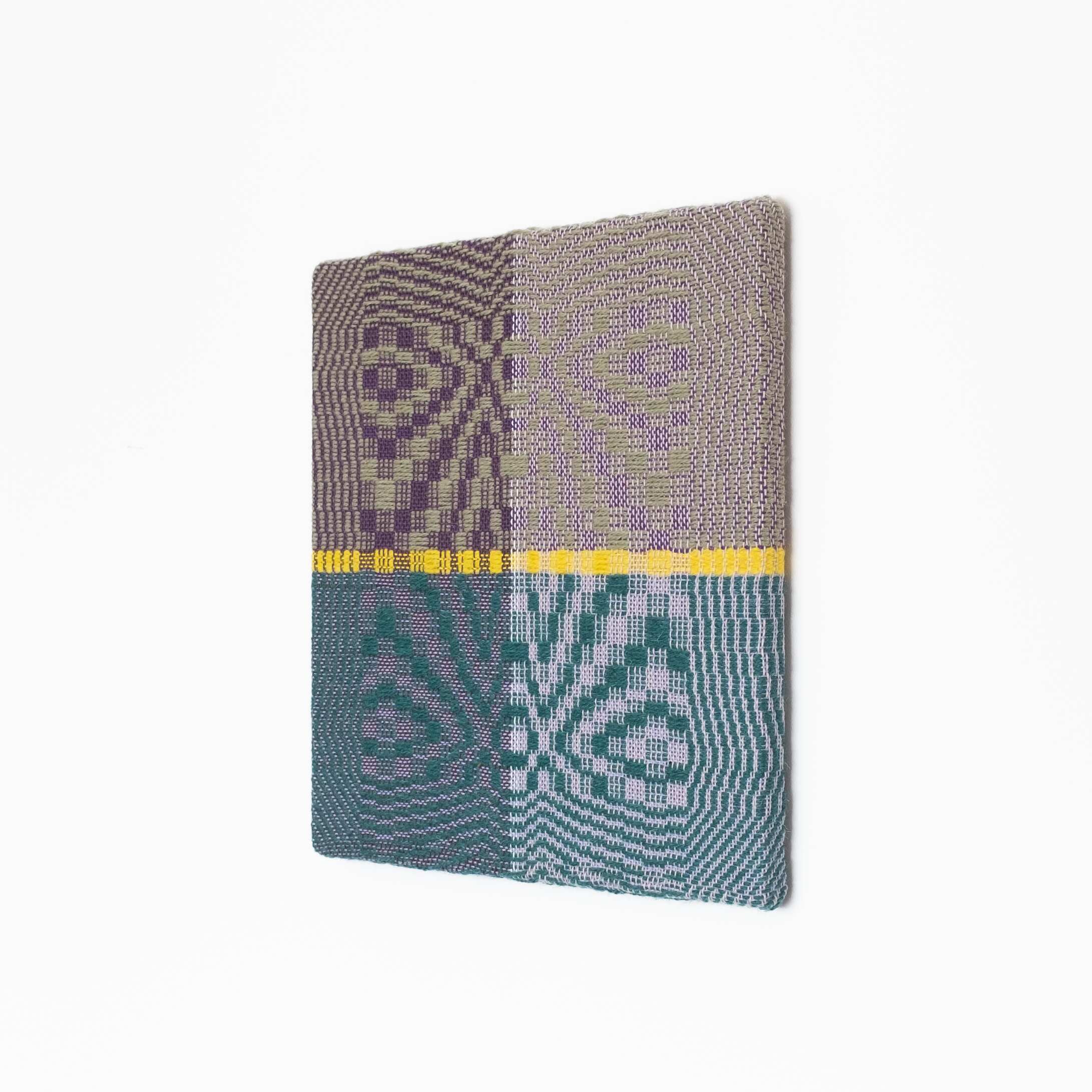 Stargazer [green and teal], Hand-woven cotton and wool yarn, 2022