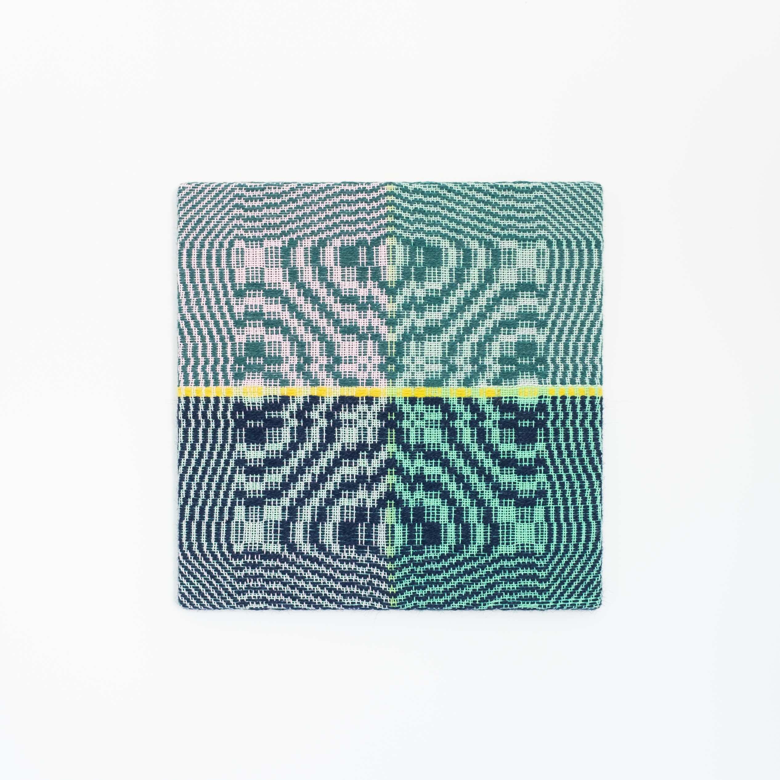 Stargazer [teal and navy], Hand-woven cotton and wool yarn, 2022