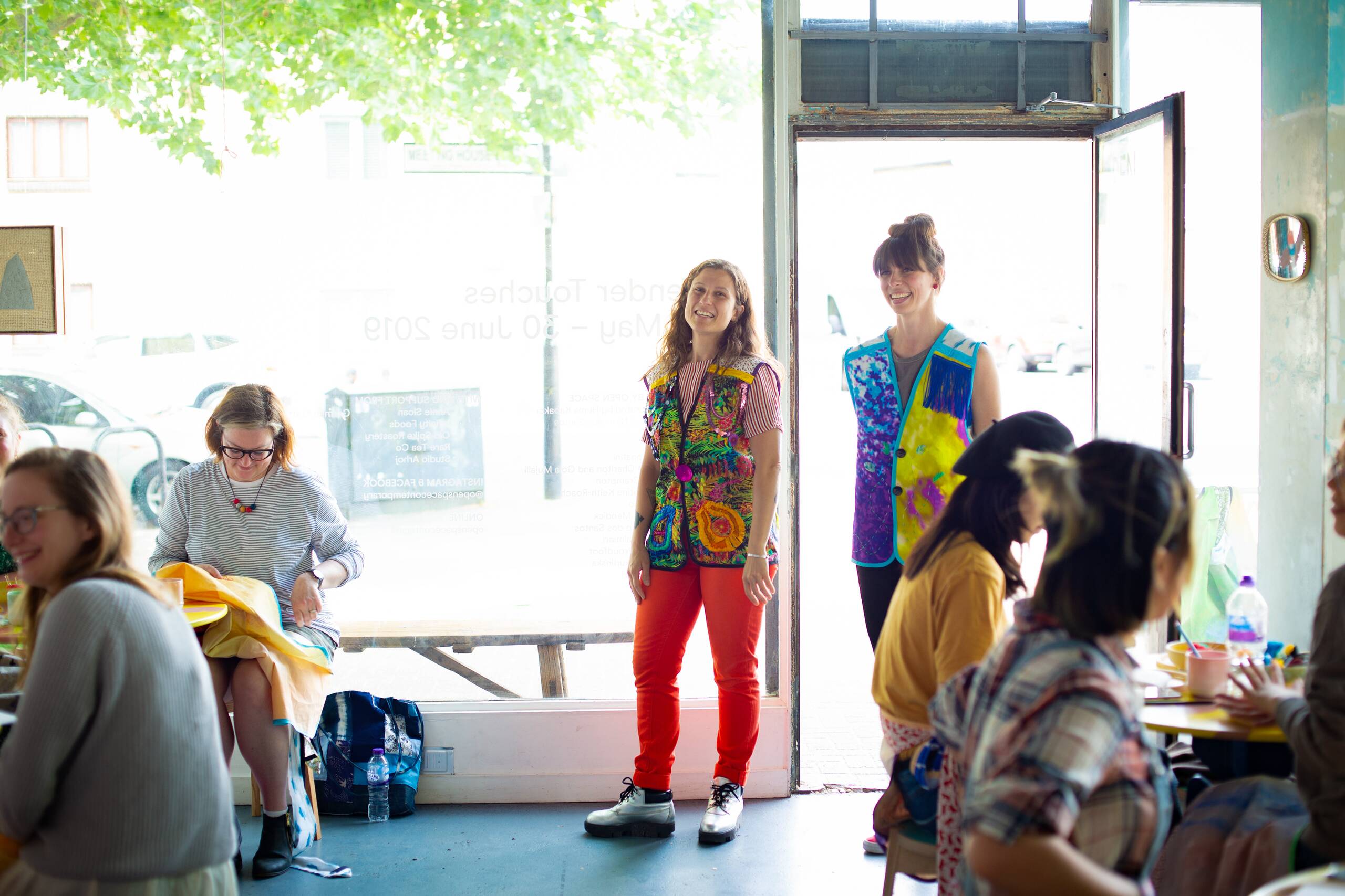 Tender Touches workshop, Embroidered painting workshop held at AMP Gallery, London UK as part of the Tender Touches exhibition, 2019