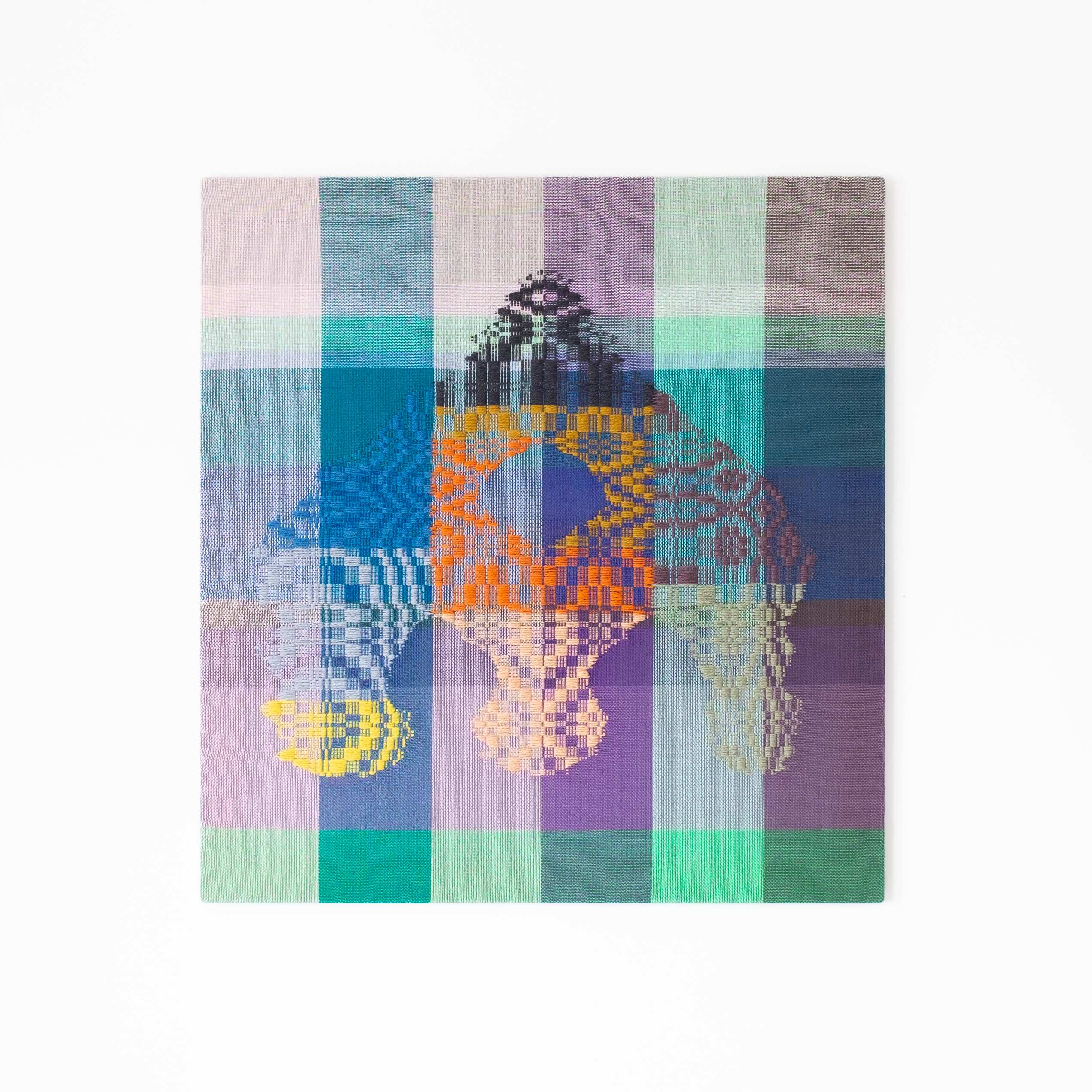 Thought-form [pyramid], Hand-woven cotton and wool yarn, 2022