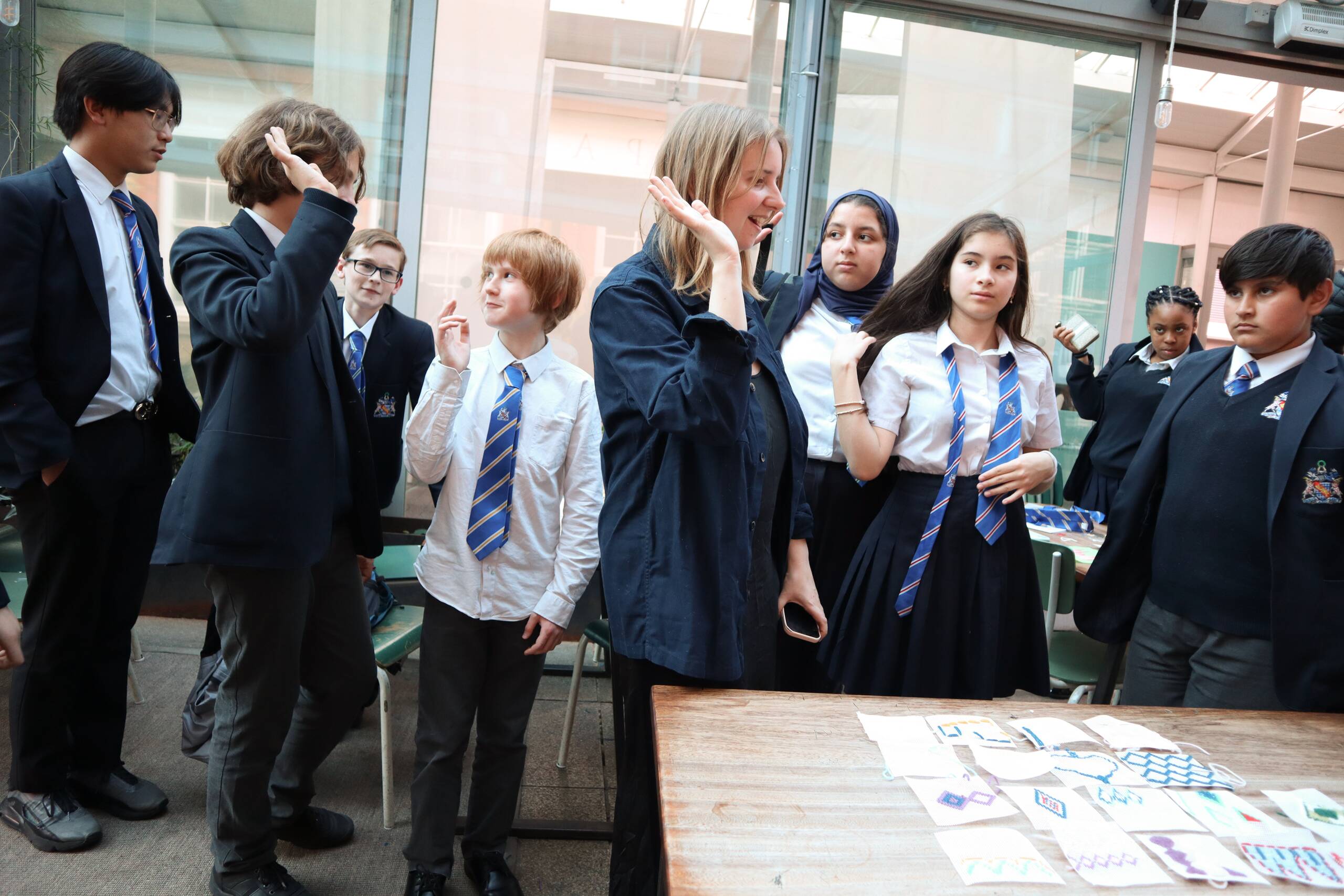 Youth workshop, Bargello workshop with secondary school students held at Jerwood Arts, London UK, 2022